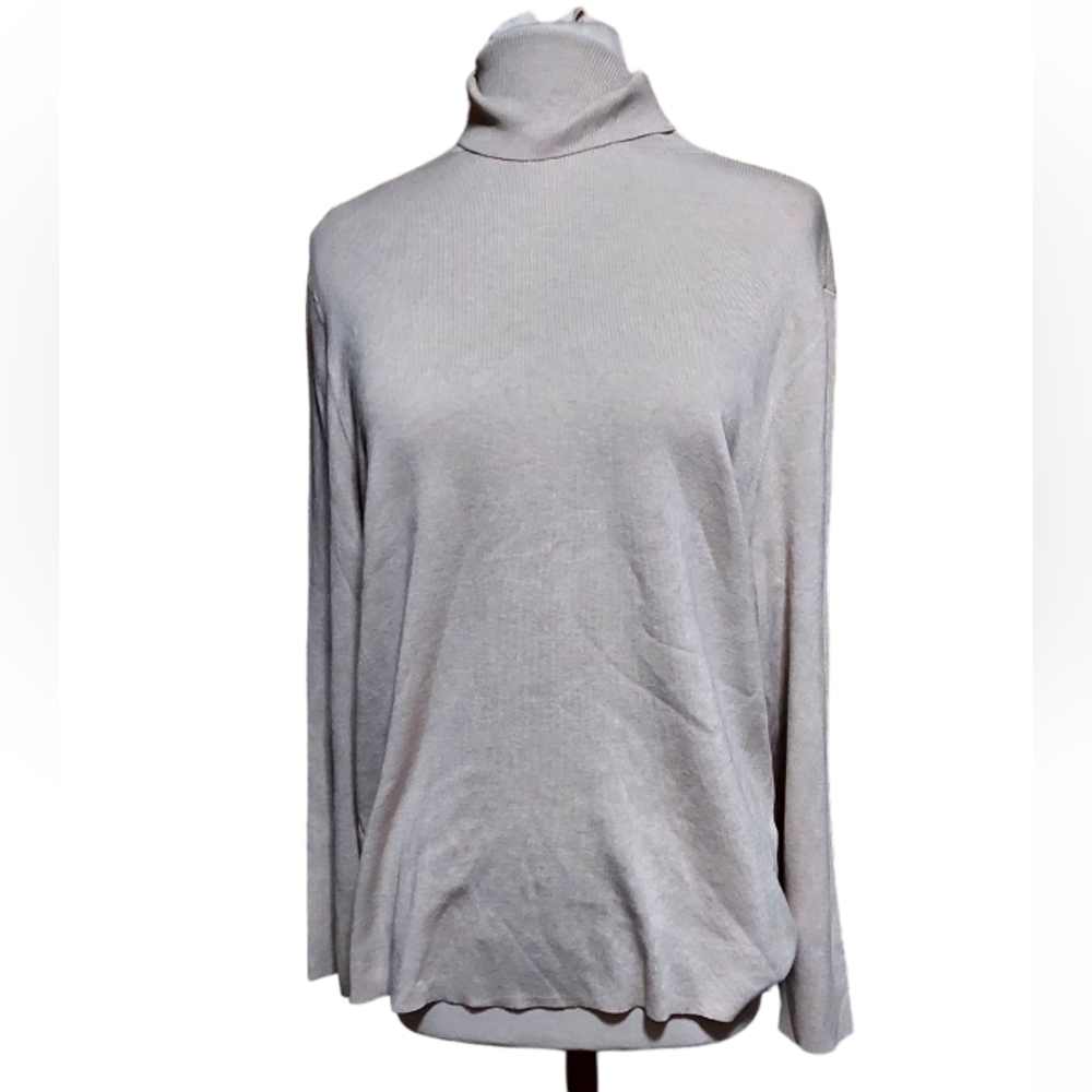 Chicos Size 4 Xl Top Shirt Turtleneck Swestshirt Blouse Knit Beige Tan Khaki...